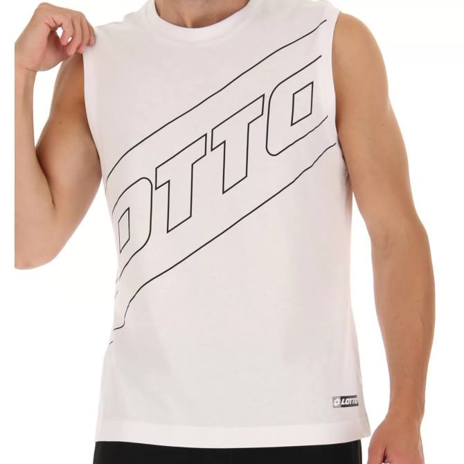 muži logo vii tričko sl Lotto žiarivo biele 2Z28409